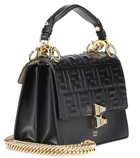 fendi black small kan|fendi black leather bag.